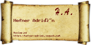 Hefner Adrián névjegykártya